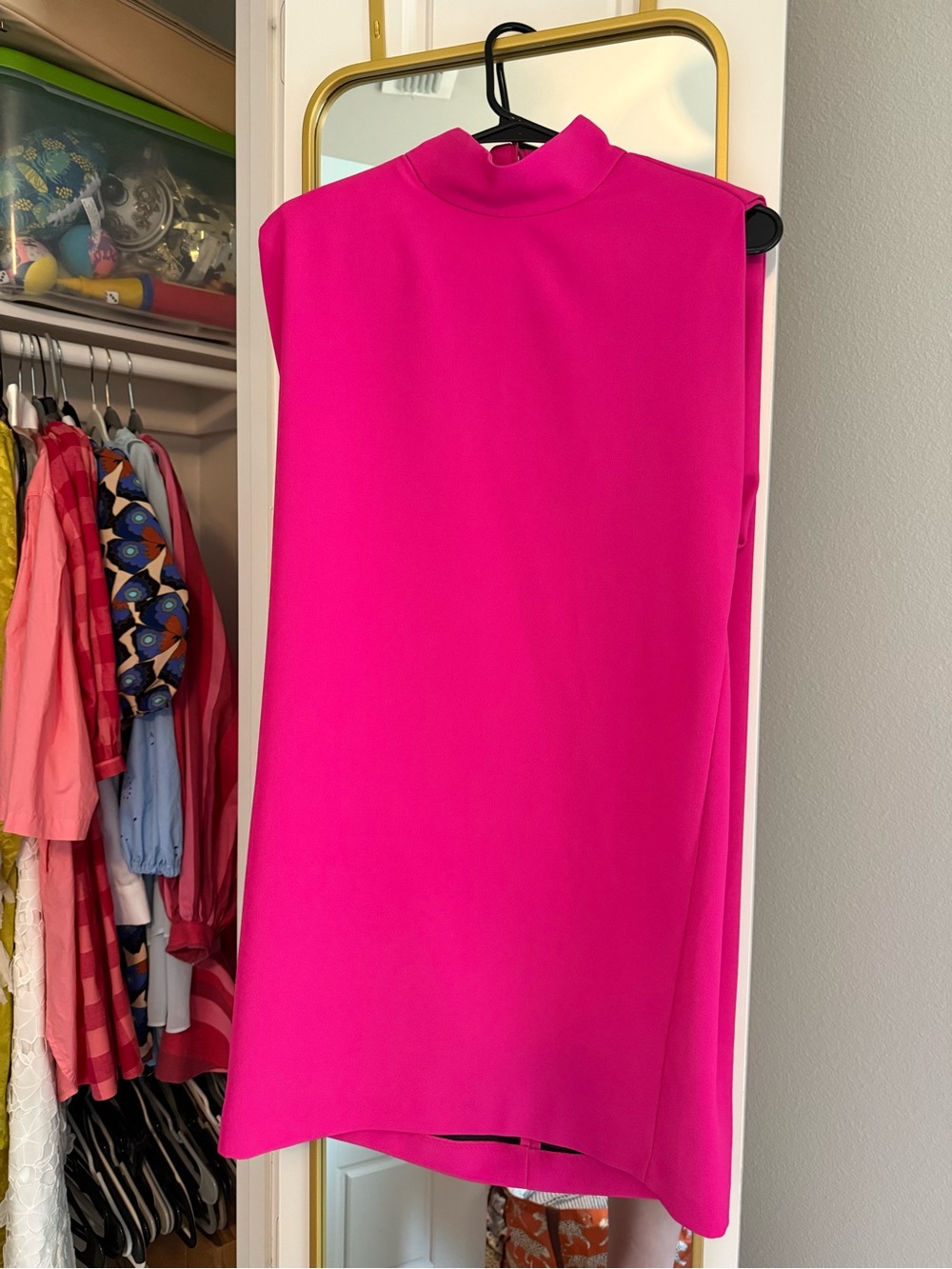 Zara Hot Pink Sleeveless Mock Neck Mini Dress